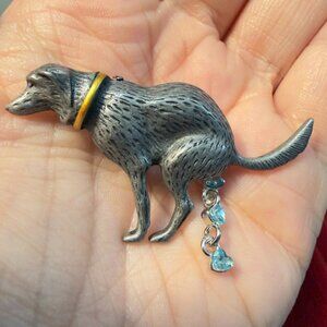 Dog Brooch Whimsical Articulated Novelty Pin 2"
